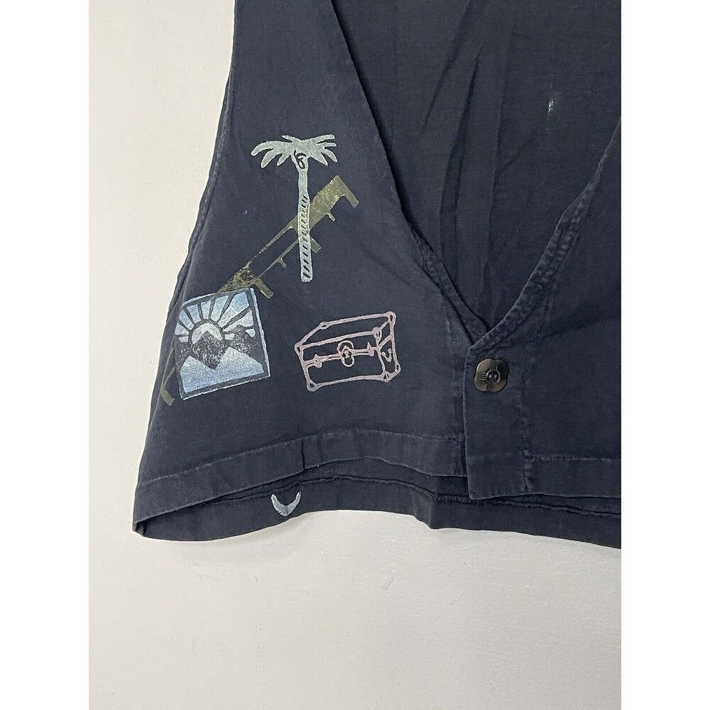 Blue Fish Women's Vintage Faded Black 2000 Sz 2 1 Button Front Vest Tank Travel - Picture 9 of 9